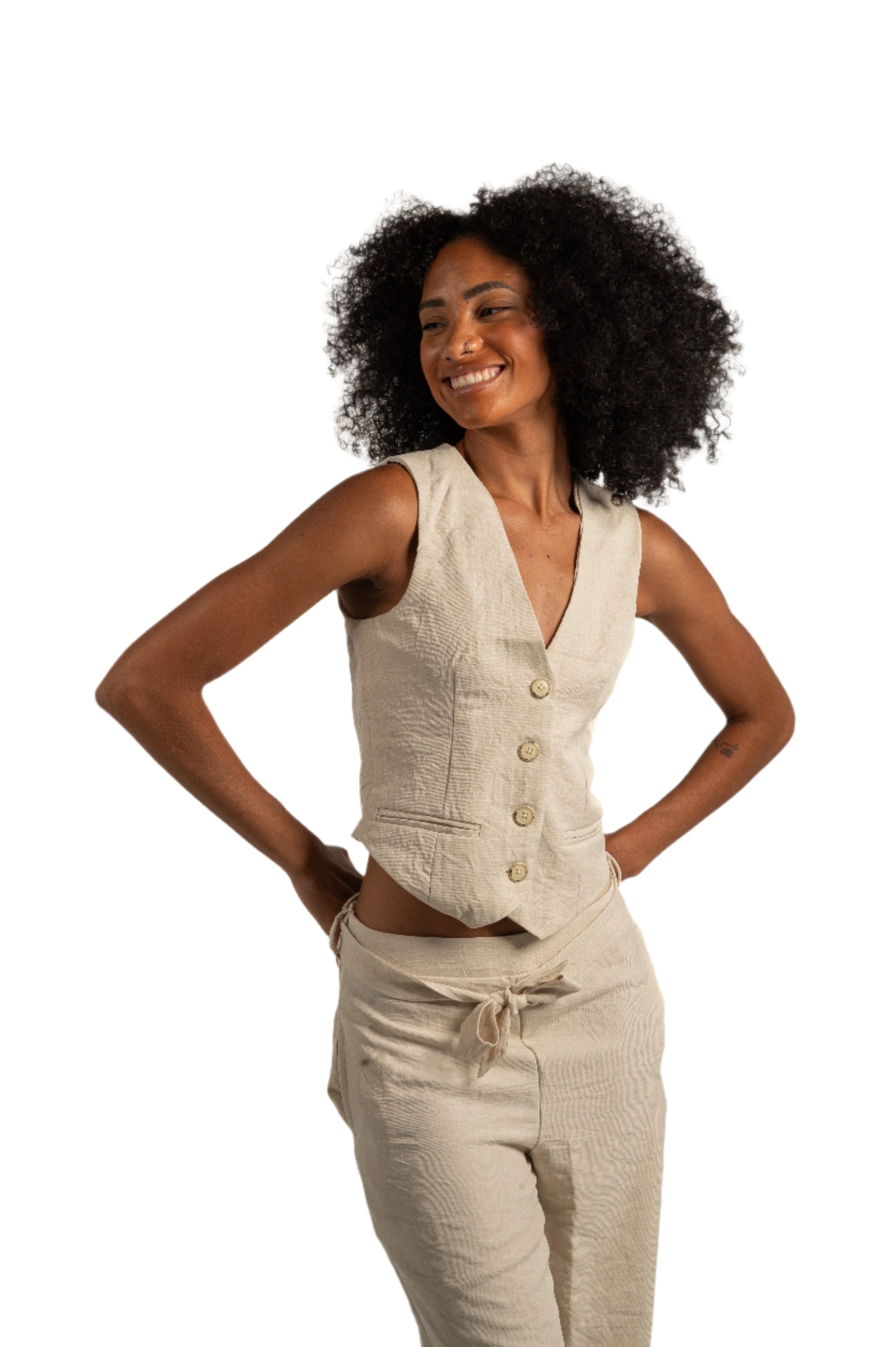By Christa Vest Beige Suits