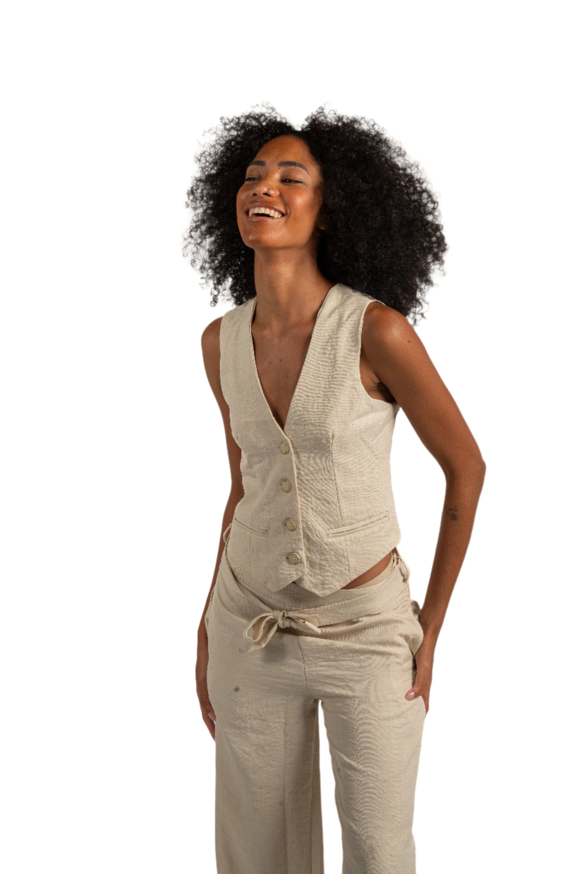 By Christa Vest Beige Suits