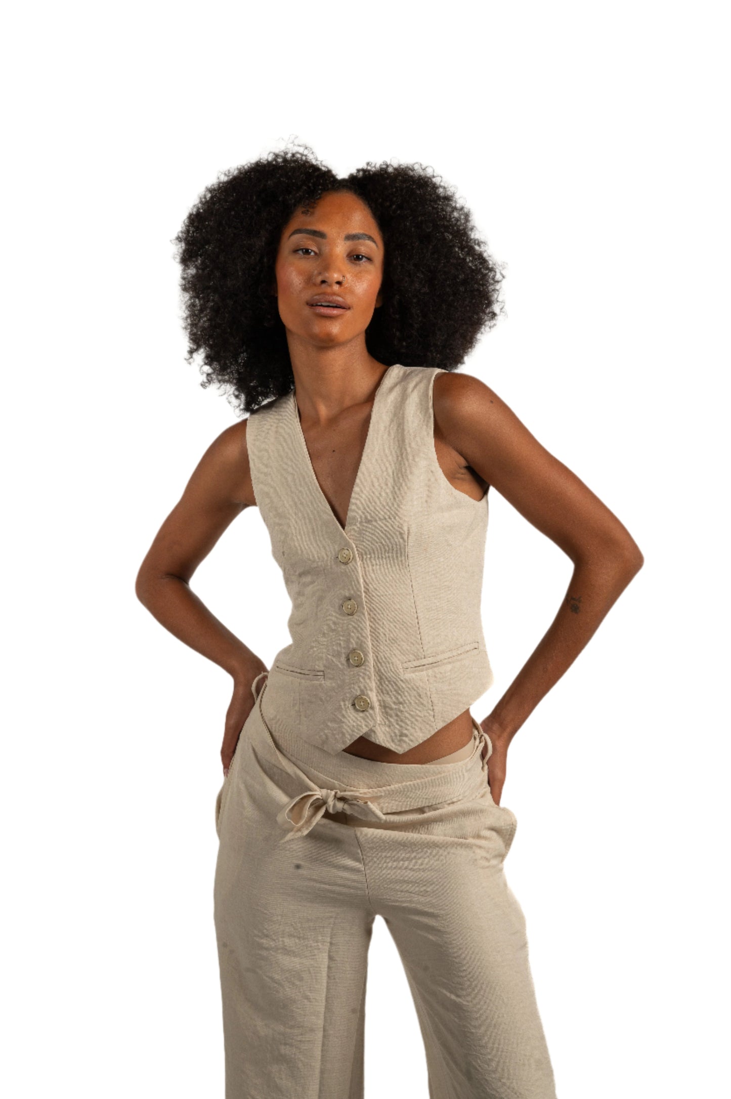 By Christa Vest Beige Suits