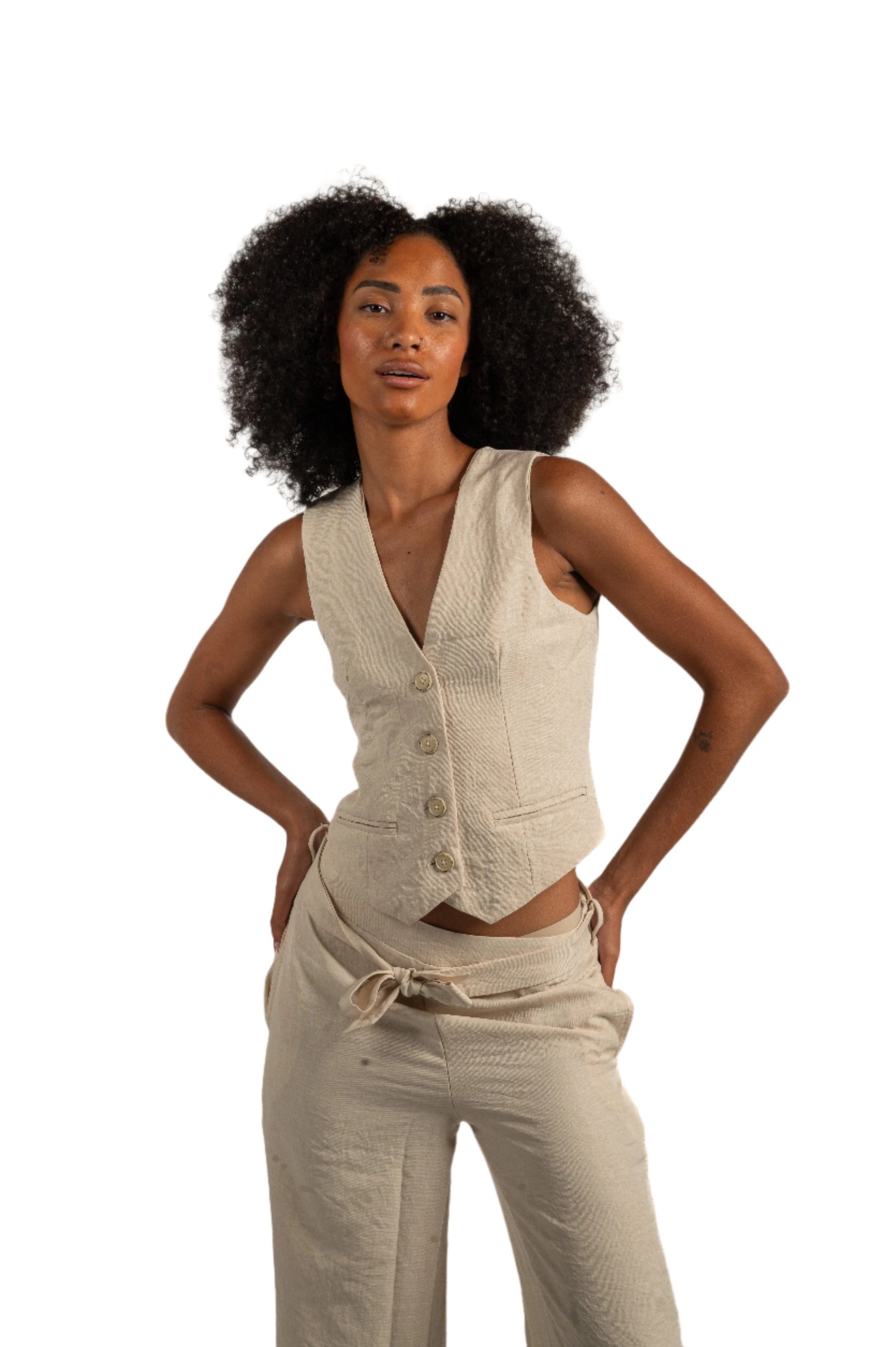By Christa Vest Beige Suits