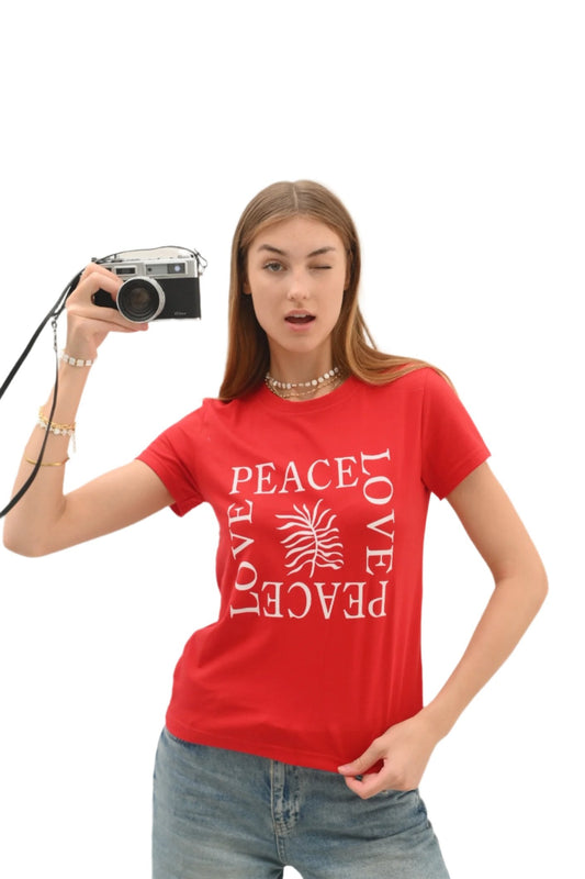 By Christa Graphic Red T-shirts