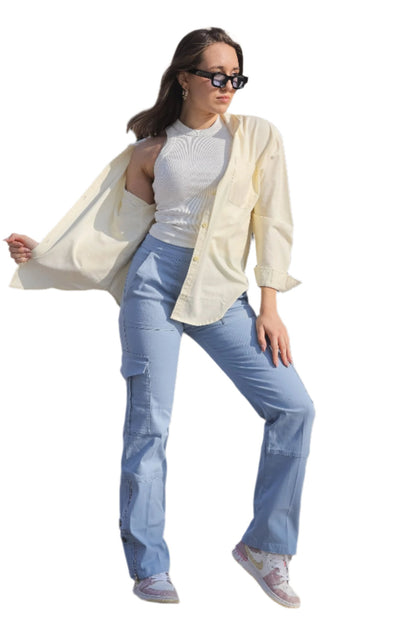 By Christa Oversized Yellow Oxford Shirt